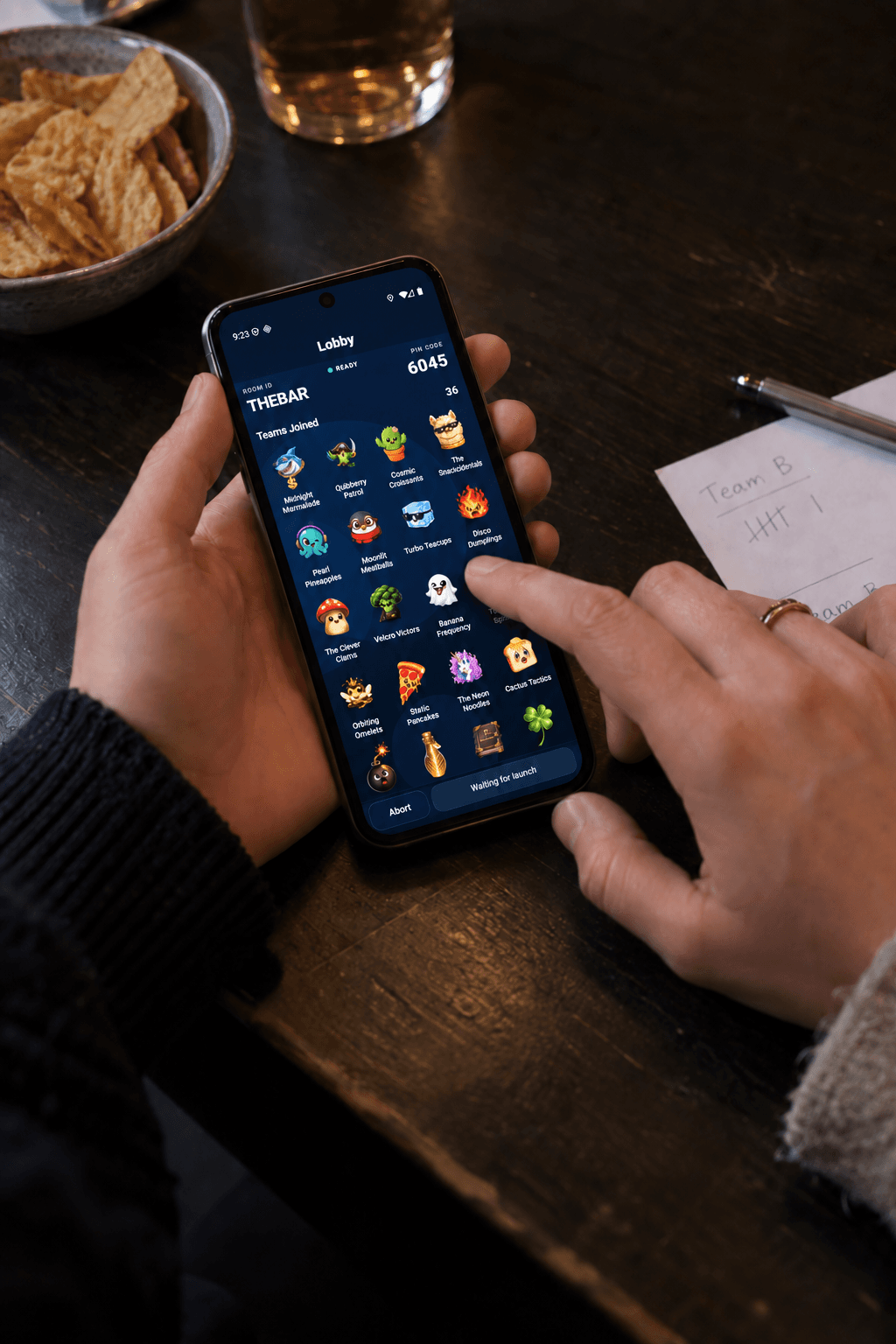 Tapino quiz lobby on a phone